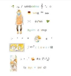 an image of some type of cartoon character with different words and phrases on the page