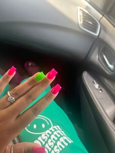 Cheap Nail Ideas, Nails 2 Colors, Short Rainbow Nails, Purple And Yellow Nails, Nail Compilation, Teal Acrylic Nails, Nails Rainbow, Natural Nails Manicure