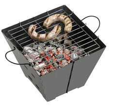 sausages and hot dogs are cooking on the bbq grill, with tongs