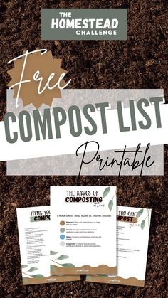 example of three free printables, dirt background What Goes In Compost Bin, Compost Chart, Benefits Of Composting, Tumbler Composting For Beginners, What To Compost Chart, Compost List Printable, Compost List, Composting For Beginners