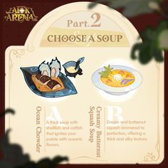 the menu for two different types of soups