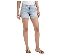 Add trendy vibes to your denim closet with these versatile shorts. Pair them with a fitted top or graphic tee for an easy casual look. From Silver Jeans Co. Bermuda Jean Shorts, Mid Rise Shorts, Cuffed Shorts, Fitted Top, Silver Jeans, Workout Shorts, Short Pants, Fashion Pants, Stretch Denim