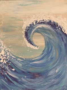 a painting of a wave in the ocean