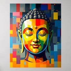 Multicolored Modern Geometric Art | Calm Buddha Poster