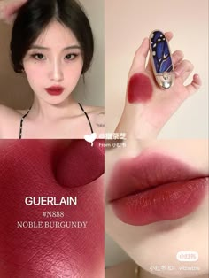 Cherry Red Lipstick, Guerlain Lipstick, Beauty Web, Makeup Nails Designs, Cool Halloween Makeup, Fancy Makeup, Lipstick Swatches