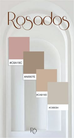 the color scheme for rosdos is shown in shades of brown, beige and pink