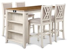 a kitchen table with chairs around it and a bookcase in the middle, on a white background