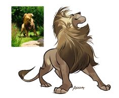 a drawing of a lion standing on its hind legs