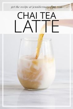 a person pouring tea into a glass with the words chaatea latte on it