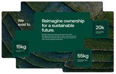 three green cards with the words reimagine ownership for a suitable future