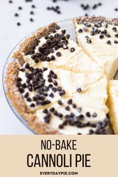 no - bake cannoli pie with chocolate chips on top