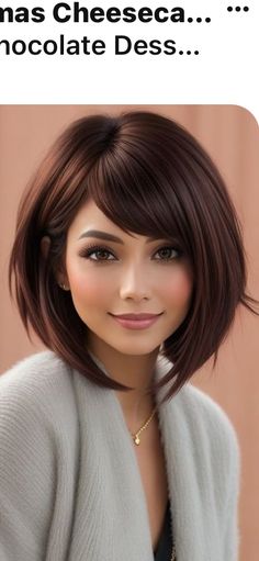 Short Hair For Frizzy Hair, Medium Feathered Haircuts, Purple Shoulder Length Hair, Long Side Bangs With Medium Hair, Pixie Red Hair, Shoulder Length Hair With Fringe, Short Straight Bob Hairstyles, Short Copper Hair, Hairdos For Short Hair