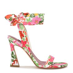 Kelsie Ankle Wrap Heeled Sandals Rainbow Heels, Ankle Wrap Heels, Flower Heels, Trendy Heels, Ankle Tie Sandals, Colorful Heels, Floral Heels