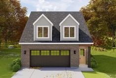 this is an artist's rendering of a two - story house with garages