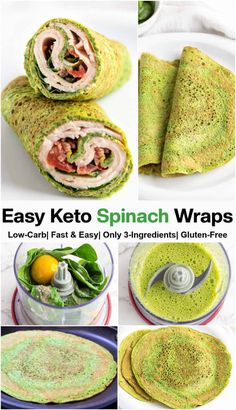 Keto spinach wrap recipe is a quick, super versatile, healthy, three ingredient sandwich wrap with only 1g net carbs per wrap. Keto Lunch Wrap Ideas, Sandwiches For Diabetics, Keto Sandwich Wraps, Healthy Spinach Wraps, Low Carb Carbs, Super Foods For Health, Good Keto Recipes, Dinner Without Carbs, No Carb Wraps