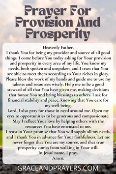 prayer for provision and prosperity