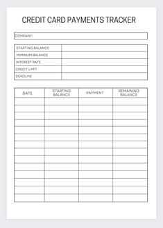 the credit card payment tracker is shown in black and white, as well as an image of