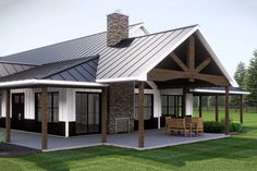 a small house with a porch and covered patio