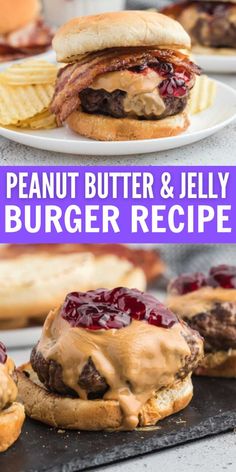 a hamburger with peanut butter and jelly on it