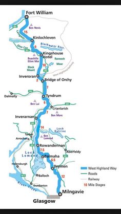 a map showing the location of fort william and its surrounding towns, rivers, and lakes