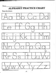 an alphabet practice chart with letters and numbers