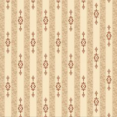 a beige and red striped wallpaper with floral designs