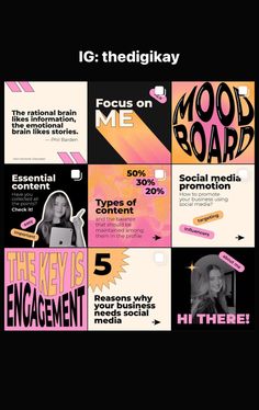 an advertisement for the social media campaign is shown in pink and black, with images of women's faces