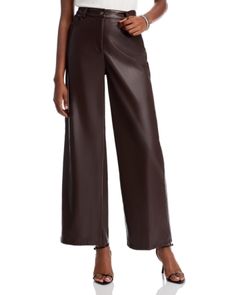 Lucy Paris Adler Faux Leather Pants Chic Faux Leather Ankle-length Pants, Lucy Paris Leather Pants, Elegant Brown Full-length Leather Pants, Luxury Full-length Faux Leather Pants, Edgy Faux Leather Full-length Pants, Leather Pant, Mother Denim, Straight Leg Trousers, Faux Leather Pants