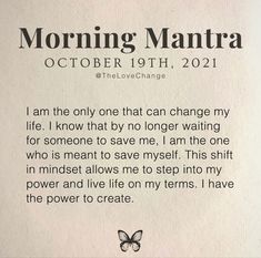 a poem written in black and white on a piece of paper with the words morning mantra