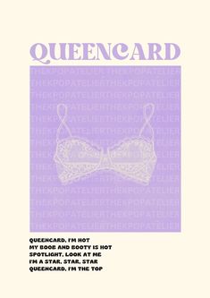 the front cover of queencard magazine with an image of a bra