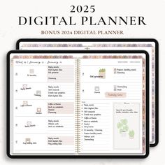 the digital planner is open and ready to be used as a printable page for planners