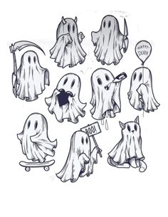 the ghost stickers are all different shapes and sizes