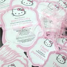 hello kitty birthday party favors with pink ribbon