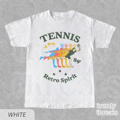 Tennis Retro T-shirt Tennis Shirt Vintage Style Unisex Summer Tennis Apparel T Shirt 90s Graphic Tee Sports Gift - Etsy Tennis Tops With Graphic Print In Relaxed Fit, Casual Graphic Print Top For Tennis, White Retro Tops For Sports Season, Retro Sports Tops With Graphic Design, White Graphic Print T-shirt For Team Spirit, Casual White T-shirt For Tennis, 90s Style Pre-shrunk White T-shirt, Summer Team Spirit T-shirt With Graphic Print, Tennis Graphic Tee With Crew Neck