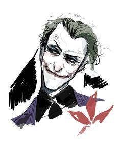 a drawing of the joker in black and white