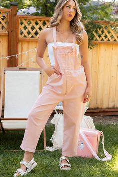 97% COTTON, 3% SPANDEX Brand: Zenana Model Wearing Size Small Color: Pink Washed Denim Material Front Knotted Straps 3 Functional Pockets Tapered Leg Relaxed Fit Overalls Have Little Stretch 23“ Inseam For Model Size Specs Please Check Size Charts Launched: 7/1/24 Pink Cotton Bottoms, Pink Cotton Bottoms Solid Color, Casual Peach Bottoms For Spring, Pink Overall Bottoms For Spring, Pink Spring Overalls, Pink Denim Bottoms For Day Out, Overalls Pink, Graphic Dress, Basic Dress