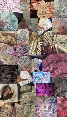 collage of many different images with money in them