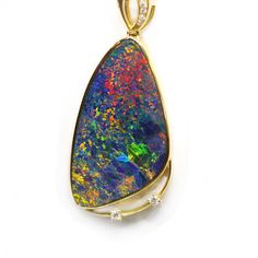 Opal Doublet LIGHTNING RIDGE 18k Gold Pendant with DIAMOND [CP82]  Opal#opaldoublet#goldpendant#diamonds#natural#beautifulcolor#luxuryjewel#opalauctions Black Opal Stone, Sparkly Jewelry, Lightning Ridge, Crown Jewels, Opal Crystal, Opal Pendants, Opal Necklace, Opal Auctions