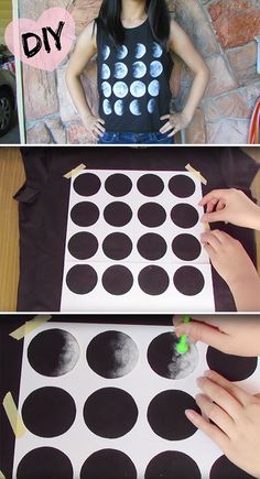 two pictures showing how to make a diy polka dot art project for kids and adults