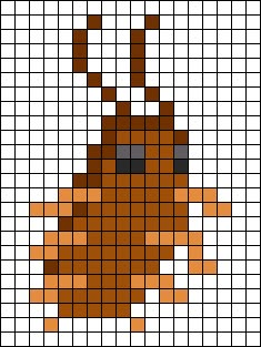 a cross stitch pattern with a dog's head in brown and white squares on it