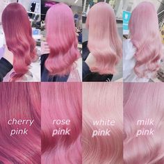 pink hair Hair Color Swatches, Light Pink Hair, Pink Hair Dye, Cute Hair Colors, Hair Color Chart, Dyed Hair Inspiration, Pretty Hair Color, 90s Hairstyles, Hair Color Pink