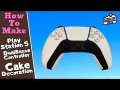 a video game controller with the words how to make play station 5 dualsene controller cake decoration