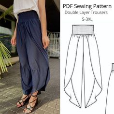 a women's pants sewing pattern with the side slit