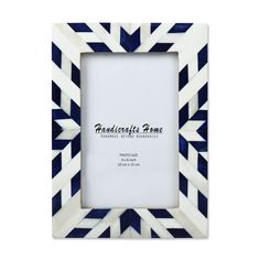 a blue and white frame with an abstract design