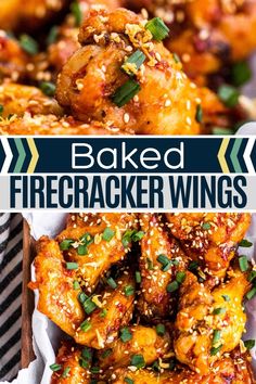 baked firecracker wings with sesame seeds on top