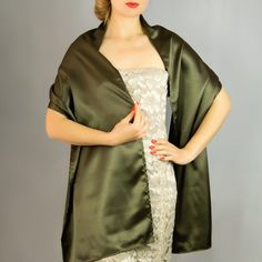 Excited to share this item from my #etsy shop: Satin Khaki Green Brown wrap shawl bolero summer spring wedding shrug elegant accessory 170 cm green basil pine clover forest green #clothing #women #green #wedding #khaki #shawl #stole #satinshawl #satinwrap #olive #olivewedding #oliveshawl Elegant Green Shawl For Party, Elegant Green Fall Shawl, Elegant Green Shawl For Wedding, Green Wedding Shawls And Wraps, Shawls And Wraps Formal Green, Green Clothing, Olive Wedding, Wedding Shrug, Oleg Cassini