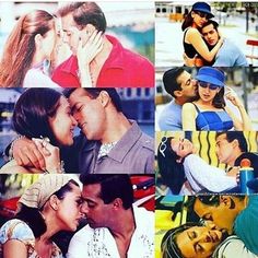 many different pictures of people kissing each other and one has his arm around the woman's neck