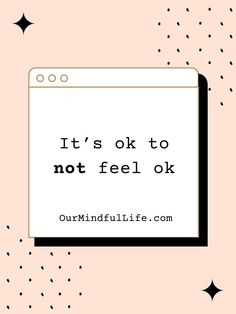 the words it's ok to not feel ok on a pink background with black dots