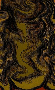 an abstract painting with black and yellow colors