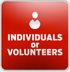 a red sign with the words individuals or volunteers